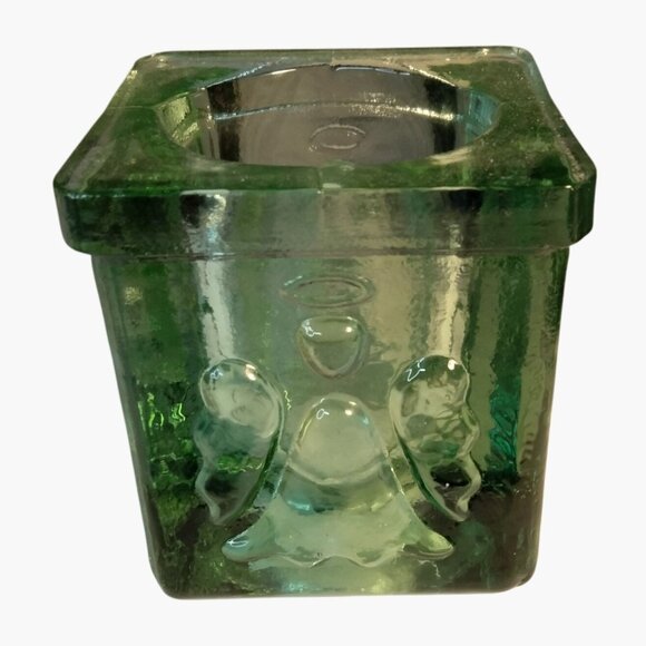 Candle Holder Angel Square Green Recycled Glass Spain - Picture 3 of 8